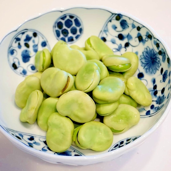 日本酒のおつまみに最適!さや付きそら豆の塩ゆで